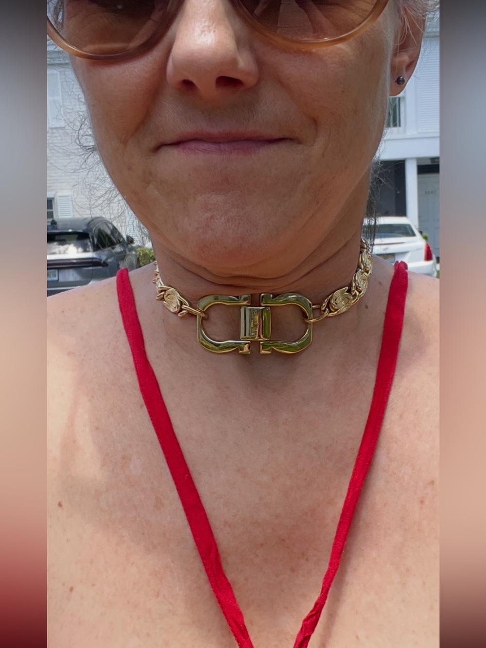 Custom Salvatore Ferragamo Vintage Gold Statement Choker Necklace | 14.5” - Picture 12 of 14
